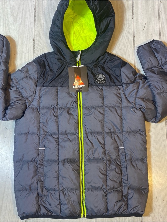 Gerry Other - Gerry Boys Torque Puffer Jacket Hooded Iron Gray Neon Lime M (10-12) NWT
